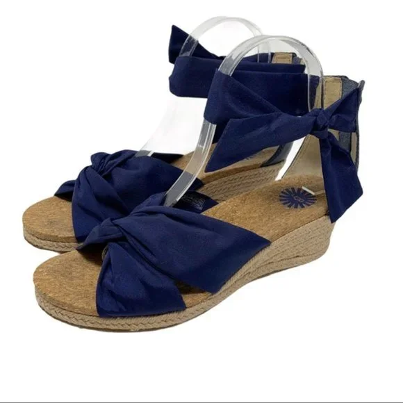 UGG Shoes Ugg Espadrille Wedge Sandals Ribbon Ankle Tie 85